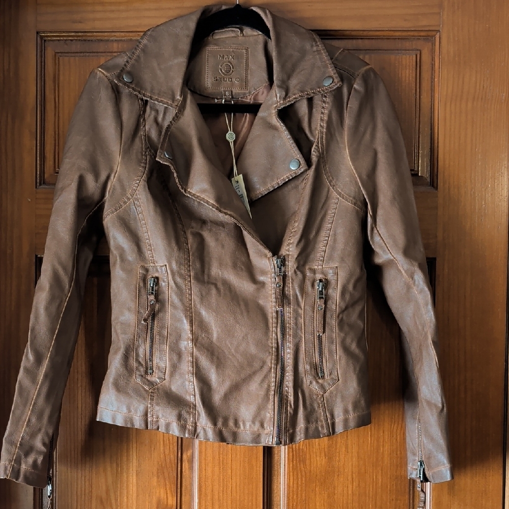 Max Studio Brown Leather Jacket